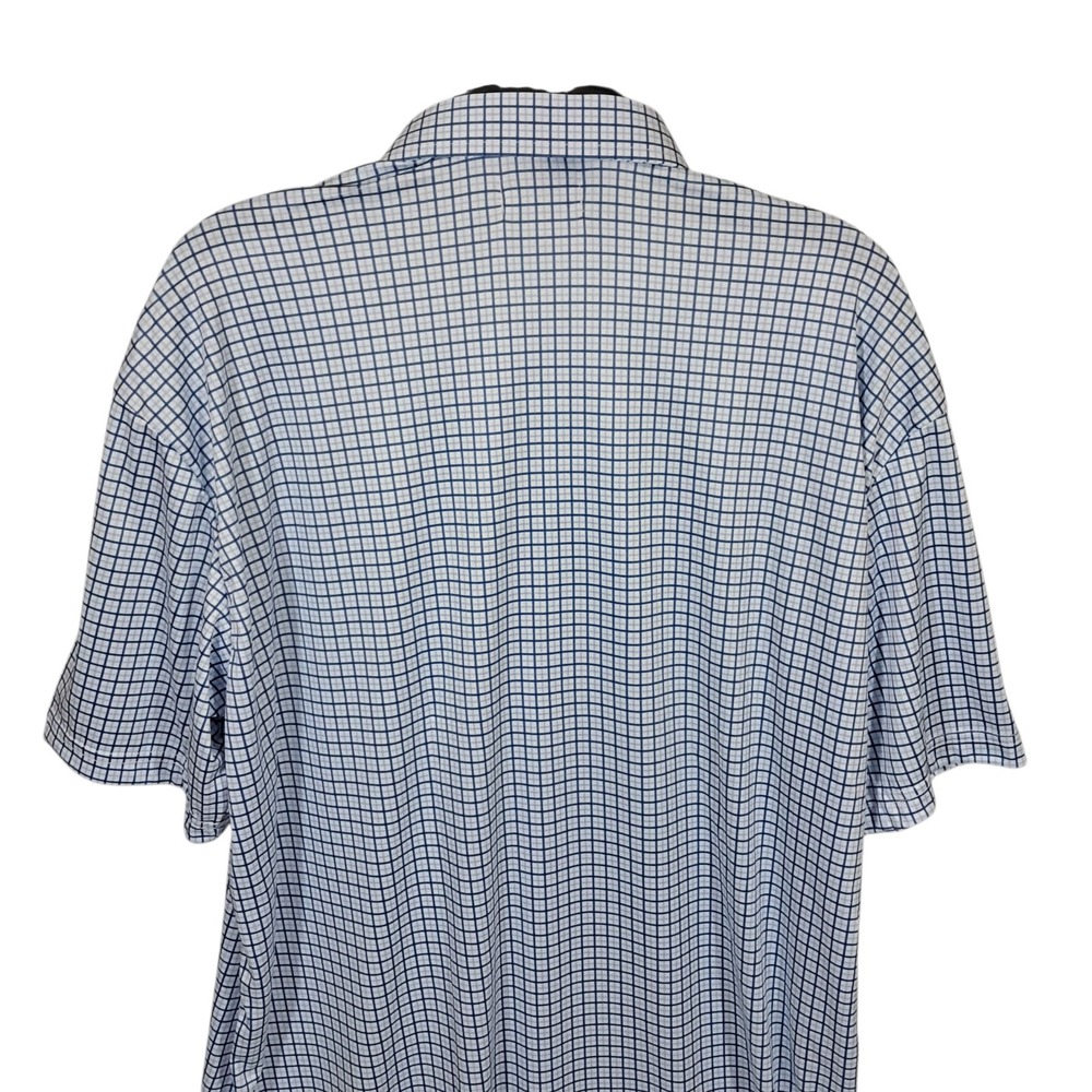 Collars & Co Men Polo Shirt Large Tall Blue Tattersall Semi Spread Collar Office - Picture 6 of 16
